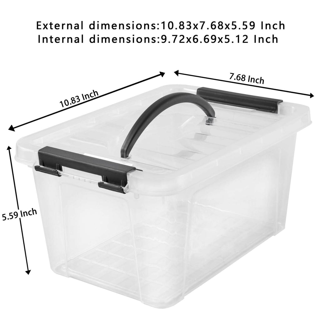 Eslite 6 Quart Plastic Stackable Storage Latch Bins,Clear Latching Box with