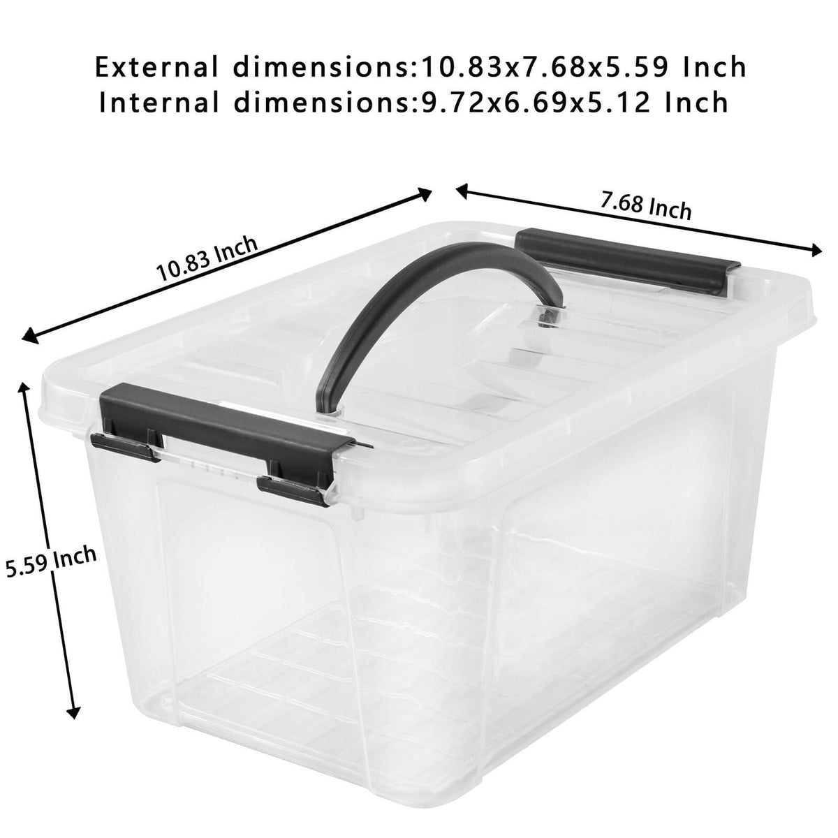 Eslite 6 Quart Plastic Stackable Storage Latch Bins,Clear Latching Box with
