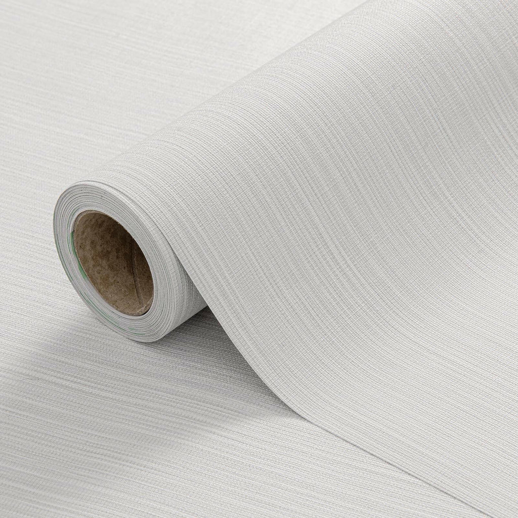 Cozydeco 24"x394" Light Grey Grasscloth Wallpaper Peel and Stick Faux Linen