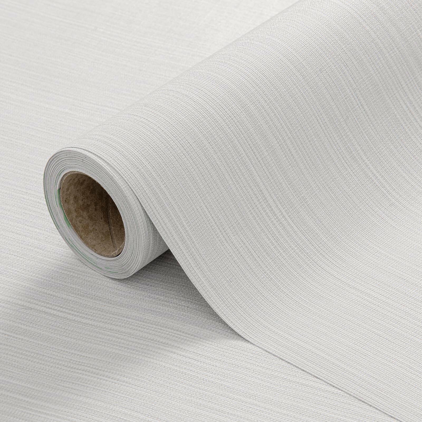 Cozydeco 24"x394" Light Grey Grasscloth Wallpaper Peel and Stick Faux Linen
