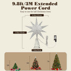Lewondr Christmas Tree Topper Star, 13inch 10-Point Light Up Xmas Star Treetop