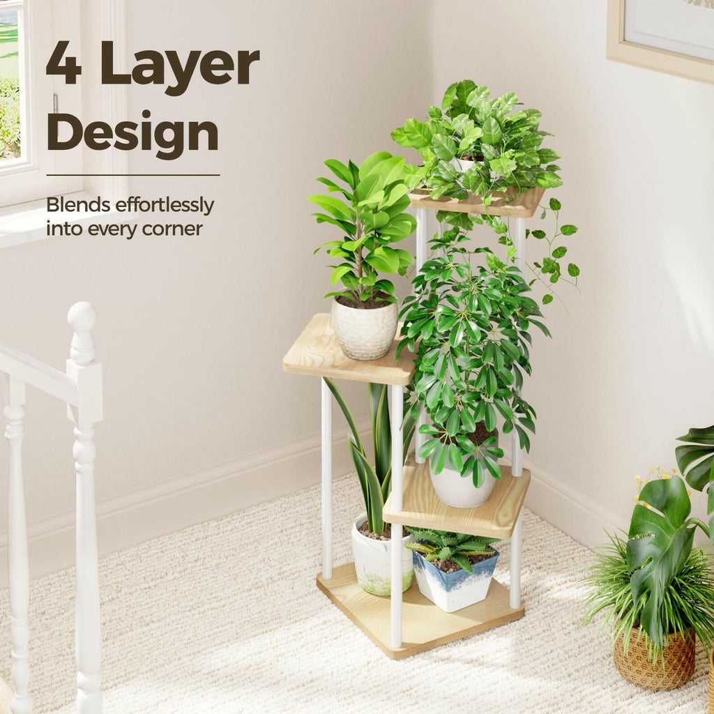 Bamworld Small Plant Stand Indoor 4 Tier Metal Plant Shelf for Multiple Plants