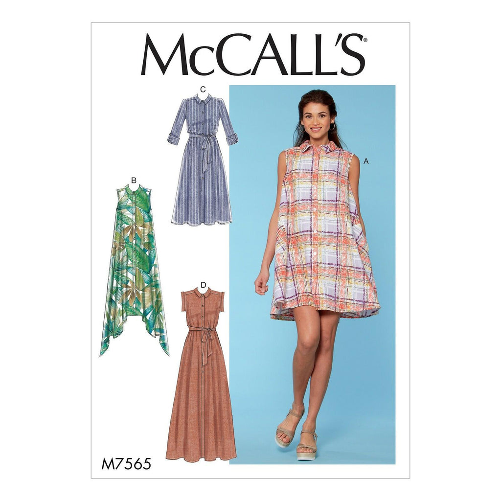 McCall's Patterns Misses Shirtdresses with Sleeve Options and Belt