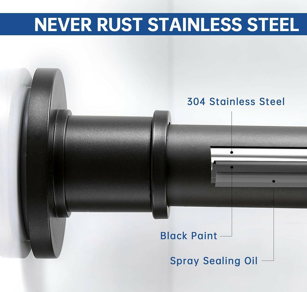 BRIOFOX Industrial Shower Curtain Rod - Rustproof Non-Slip 43-72 Inch Stainless