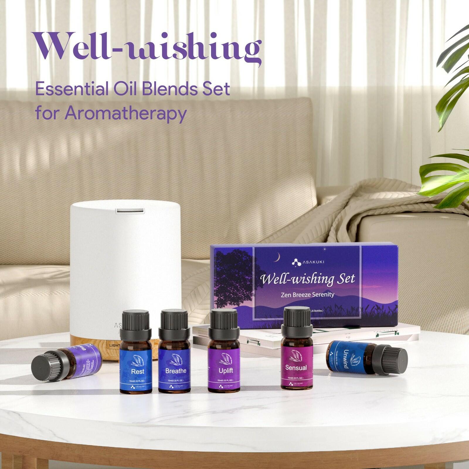 OPEN BOX - ASAKUKI Essential Oils for Diffuser – 6 Mood Essential Oil Blends