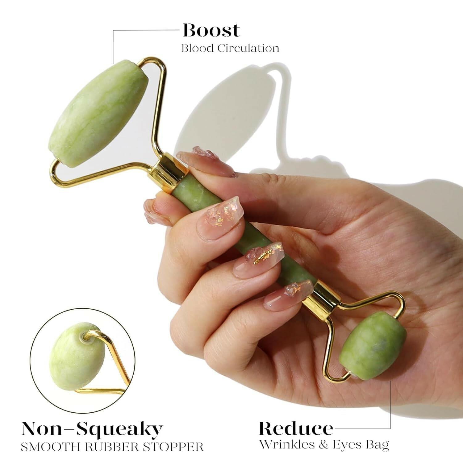 BAIMEI IcyMe Jade Face Roller & Gua Sha, Facial Beauty Skin Care Tools, Self