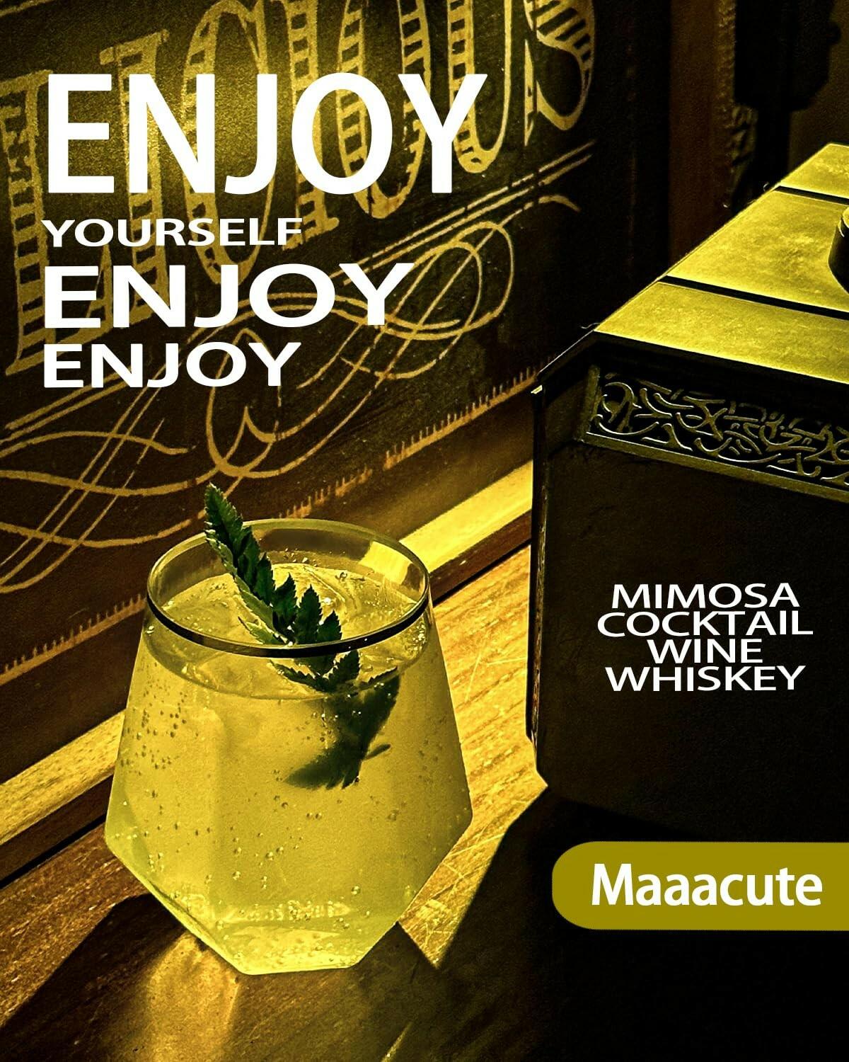 Maaacute 40 Pack Plastic Stemless Wine cocktail Whiskey Champagne Glasses, 12 Oz