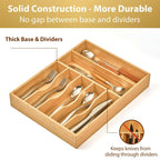 Umilife Bamboo Kitchen Drawer Organizer, 13 Inch Silverware Utensil Tray Holder,