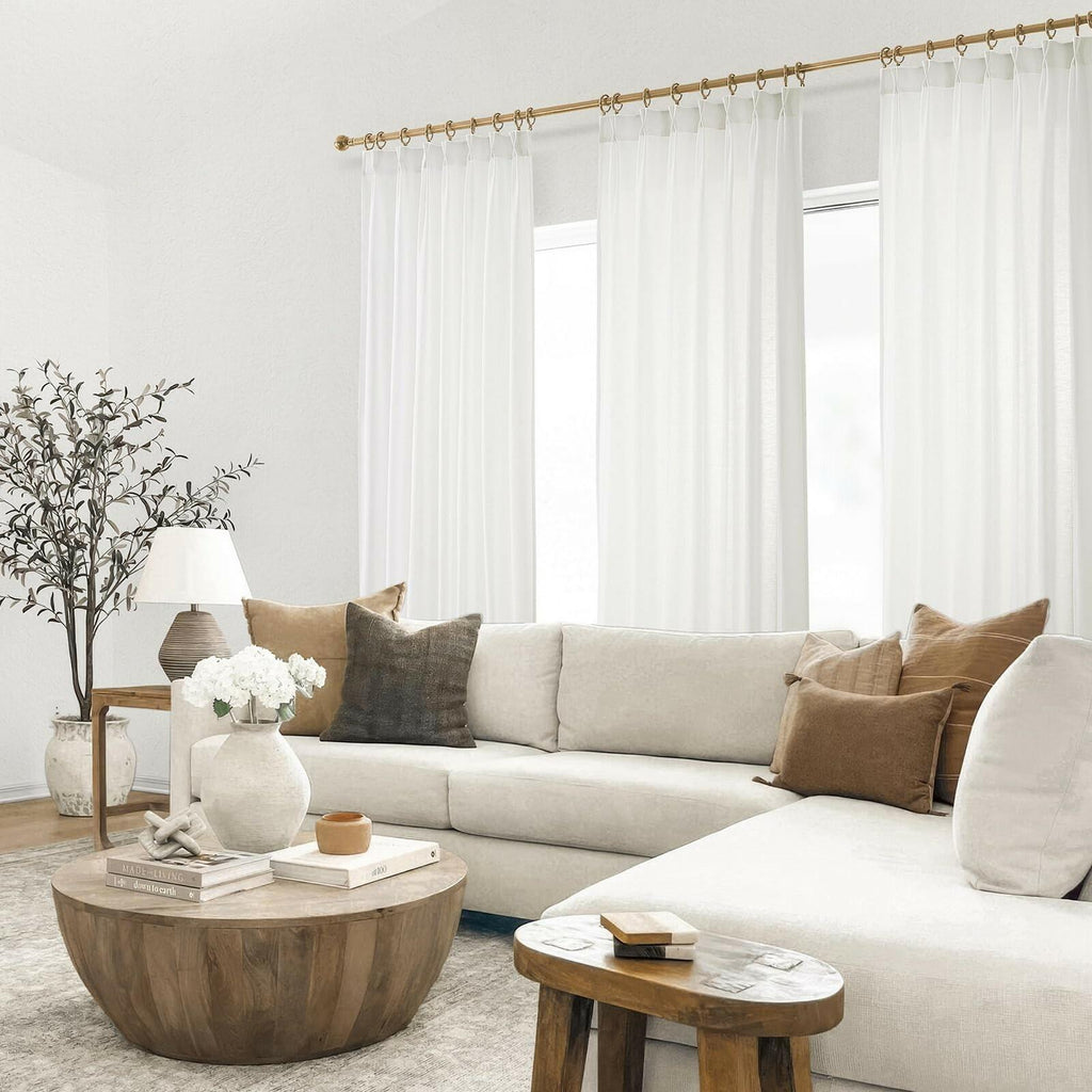 Pinch Pleated Sheer Curtains 84 Inches Long,Light Filtering Semi Sheer White