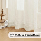 FMFUNCTEX Linen Sheer Curtains for Bedroom, Beige Curtains 84 inches Long for