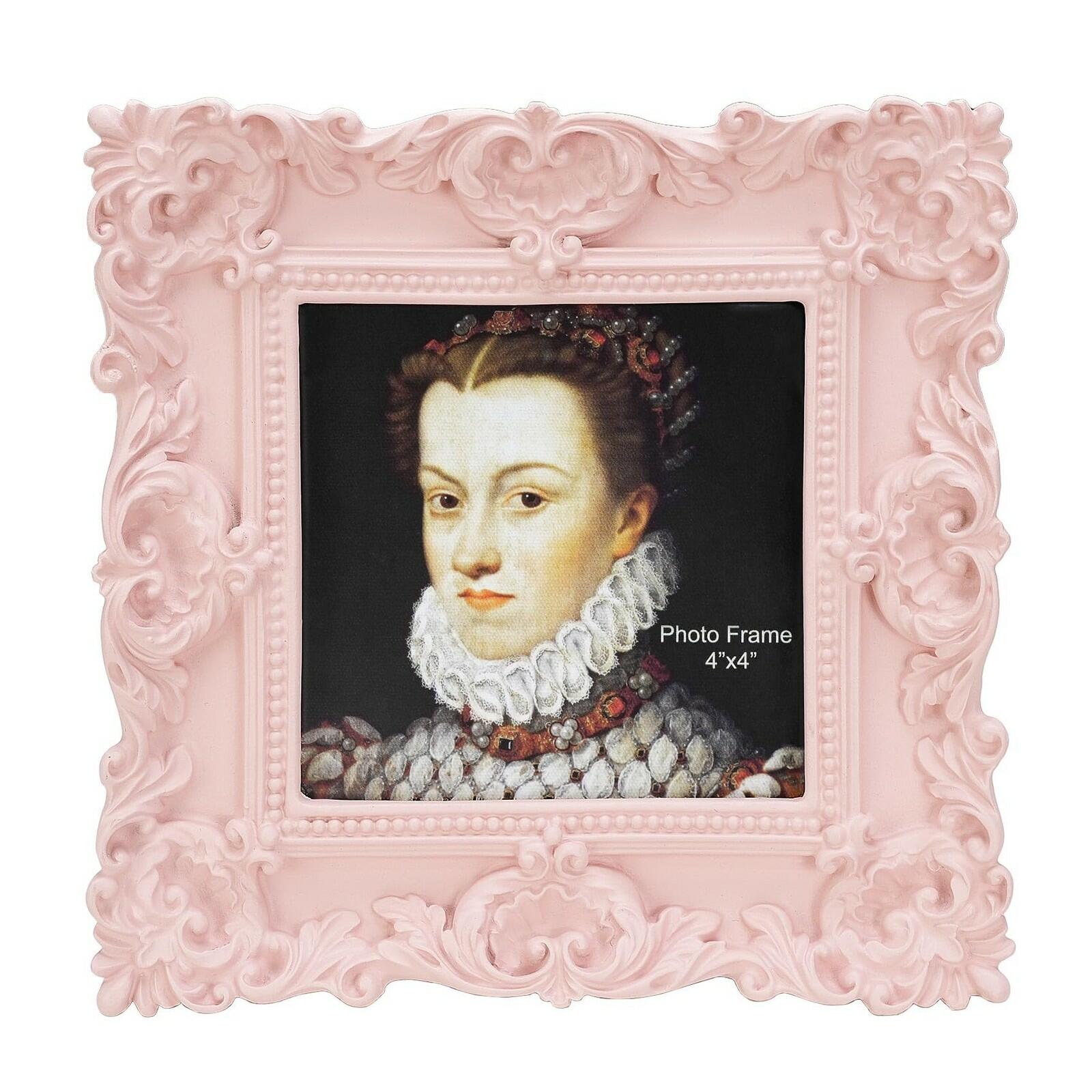 Desklens Pink Picture Frame 4X4- Decorative Photo Frames Tabletop Wall Decor for