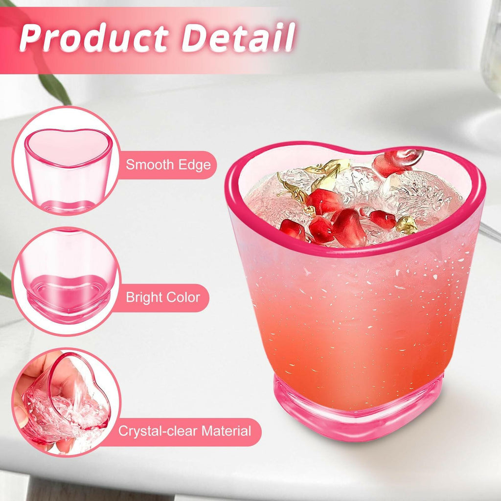 SAIAOKJ 24 Pcs Pink Heart Shot Glasses Bulk 1.5oz Funny Tequila Glasses Reusable