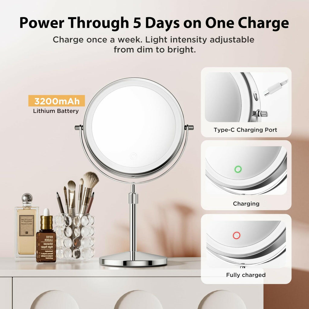 tubbede Makeup Mirror, 1X/30X Double Sided Magnifying Mirror/Switch with 3