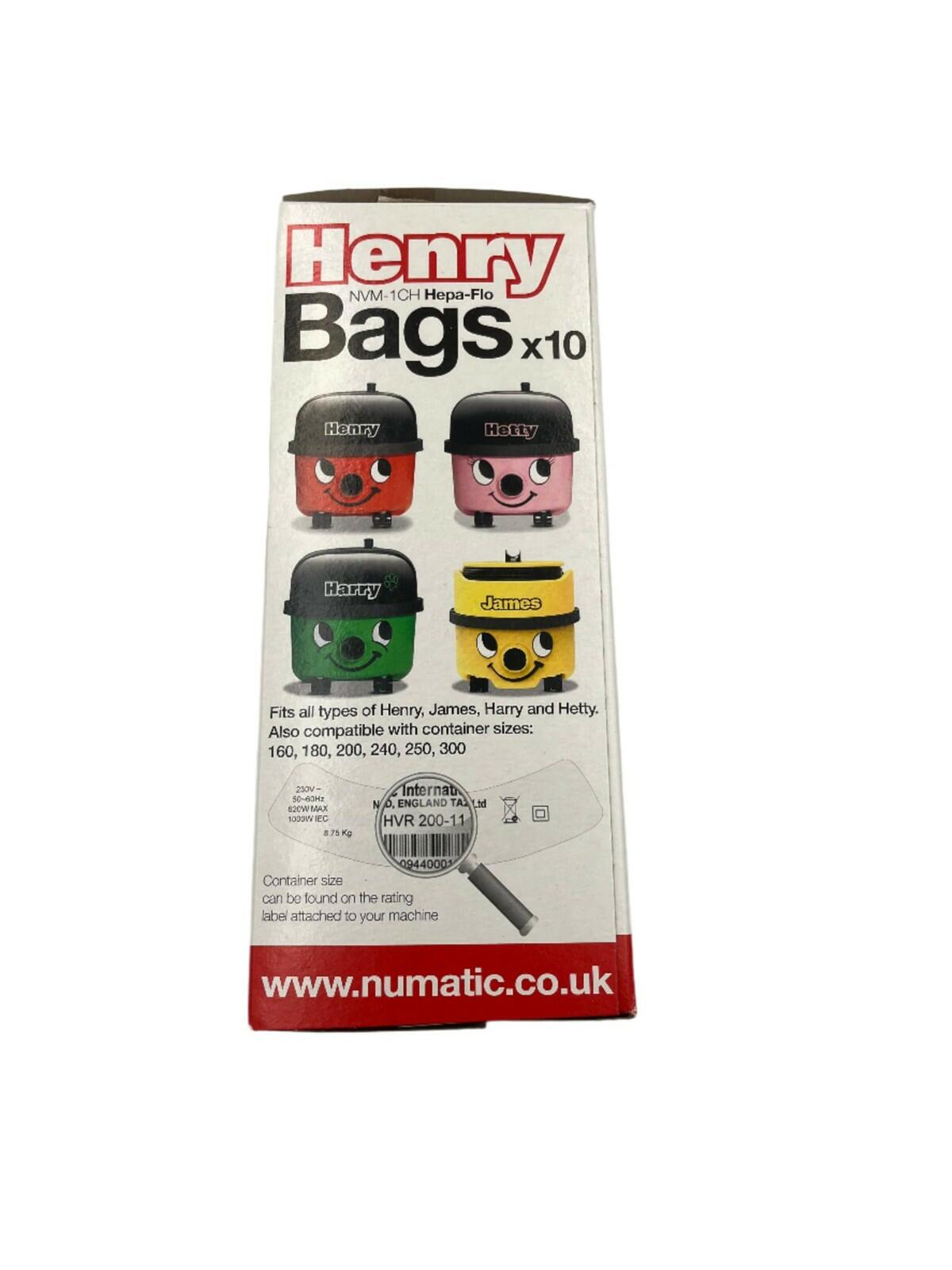 Pack of 10 Numatic NVM-1CH Numatic Henry and James Cleaner Bags