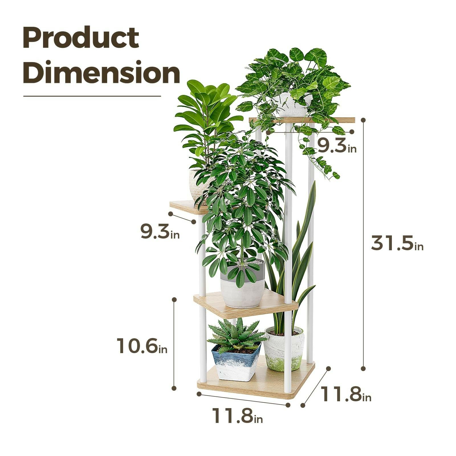Bamworld Small Plant Stand Indoor 4 Tier Metal Plant Shelf for Multiple Plants