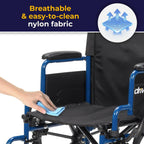Drive Medical Blue Streak 18 Inch Seat Lightweight Wheelchair Flip-Back
