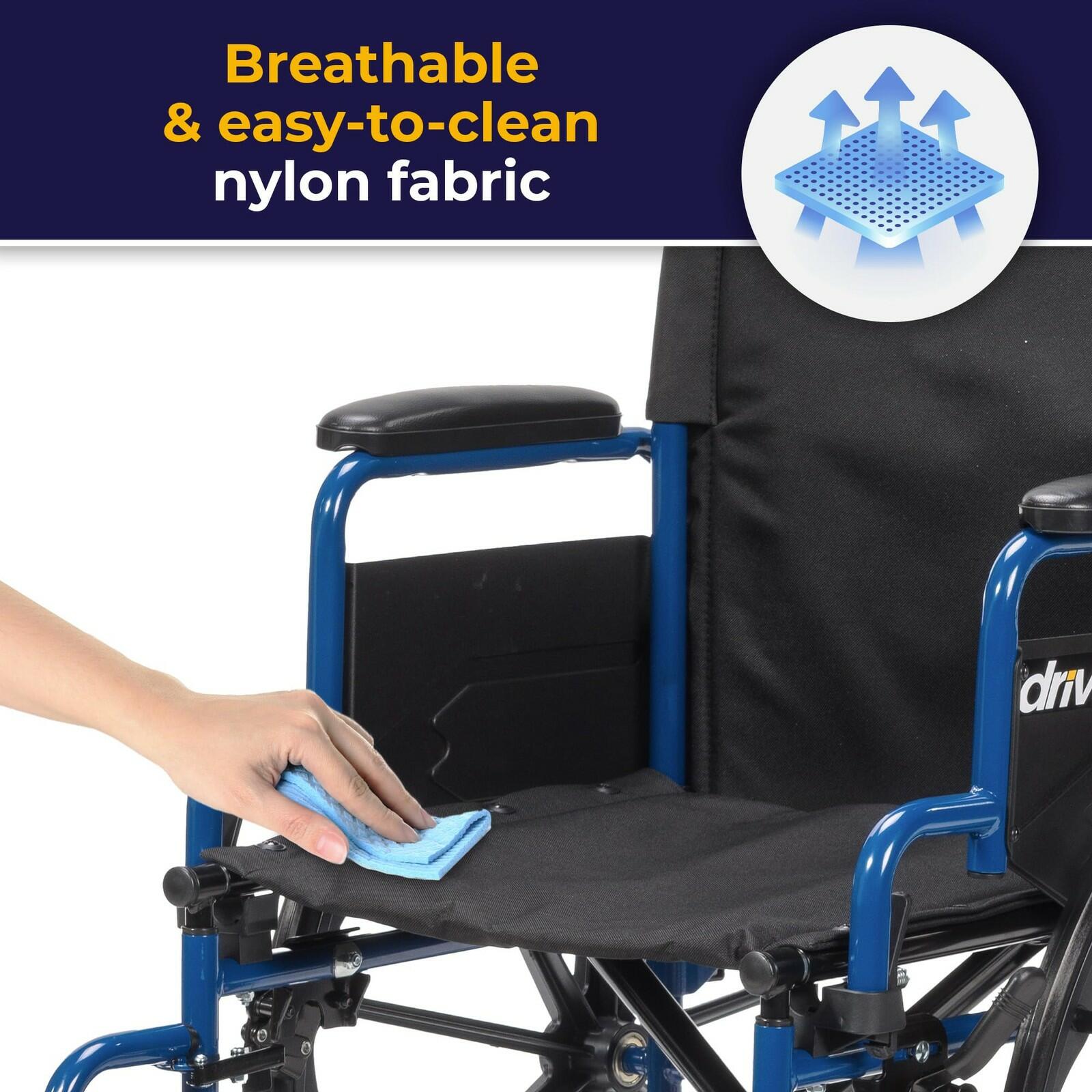 Drive Medical Blue Streak 18 Inch Seat Lightweight Wheelchair Flip-Back