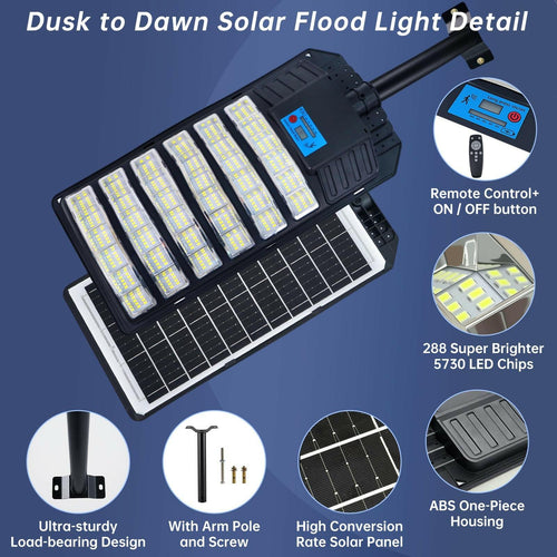 1 Pack Street Solar Lights Outdoor Heavy Duty 6500K LED Motion Sensor