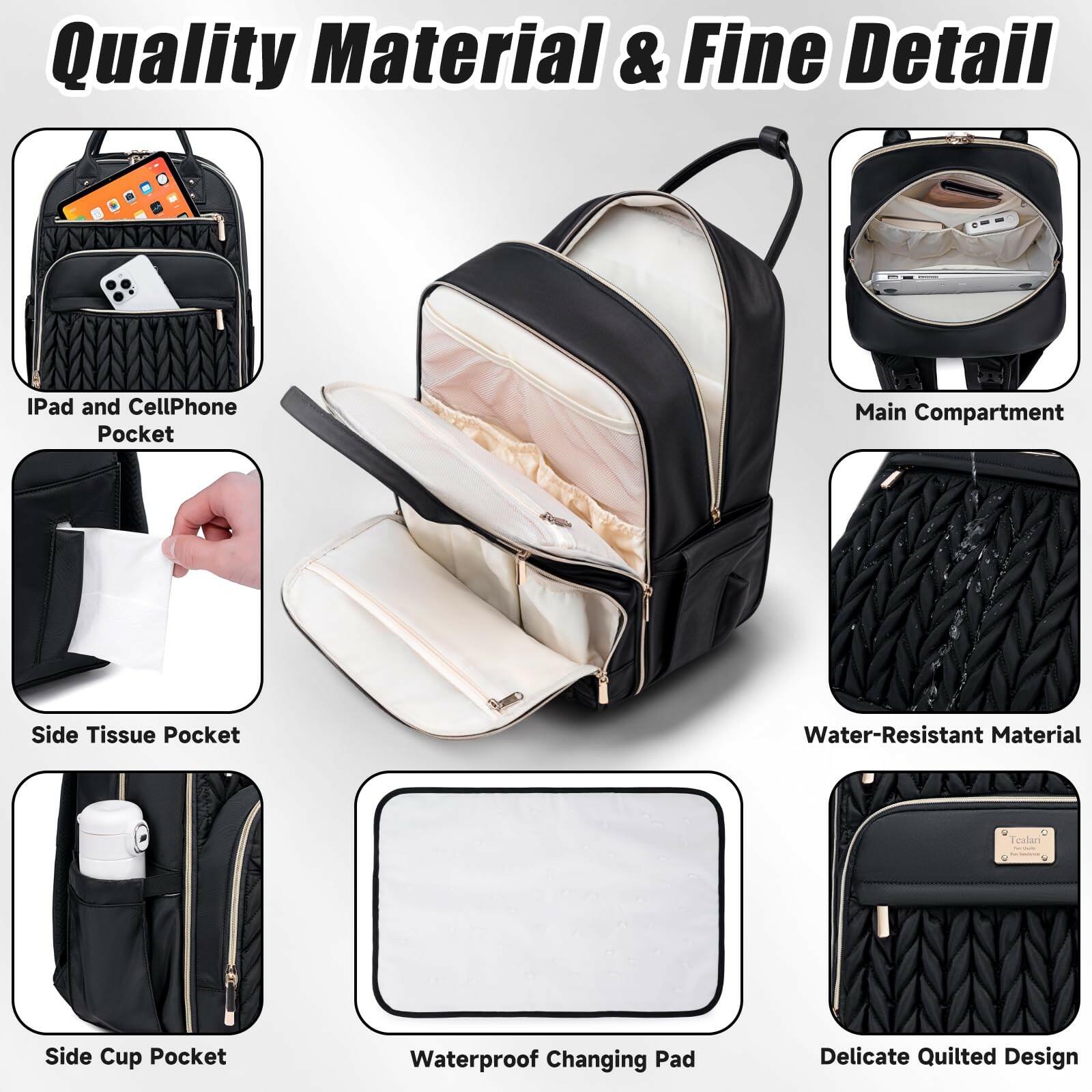Tealari Diaper Bag Backpack,Stylish Baby Diaper Bag, Waterproof Travel Diaper