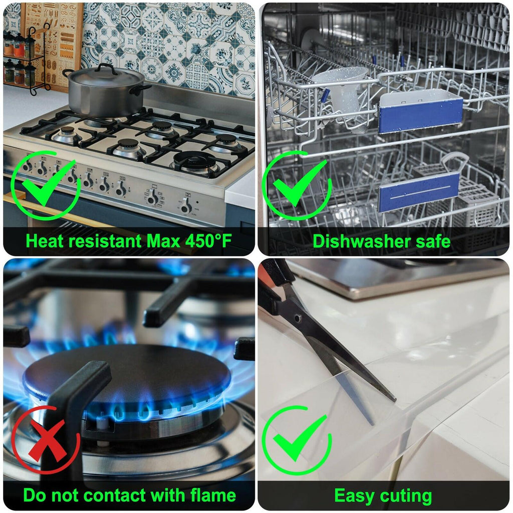 2 PACK Silicone Stove Counter Gap Cover Kitchen Counter Gap Filler Transparent