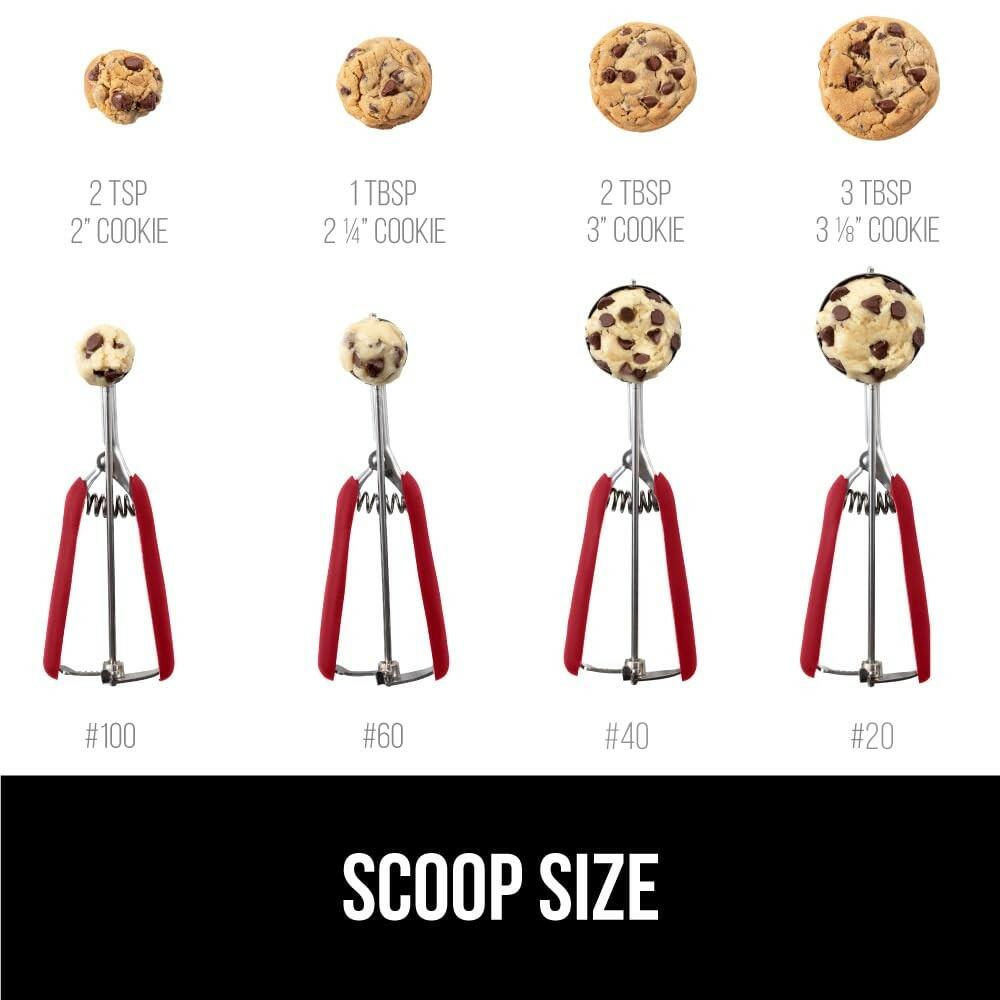 GORILLA GRIP BPA-Free 304 Stainless Steel Cookie Scoop, 2 TSP Scooper #100, Soft