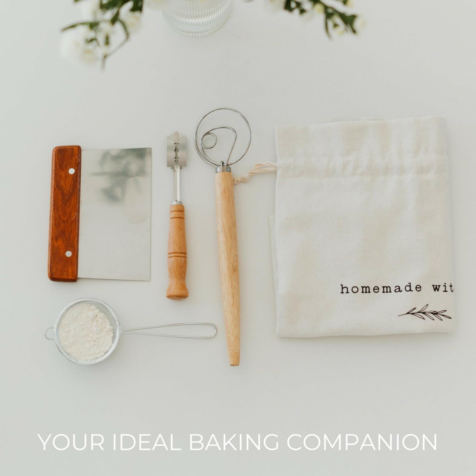 KIBAGA Beautiful Linen Bread Bag Set and Proofing Cover For Homemade Sourdough