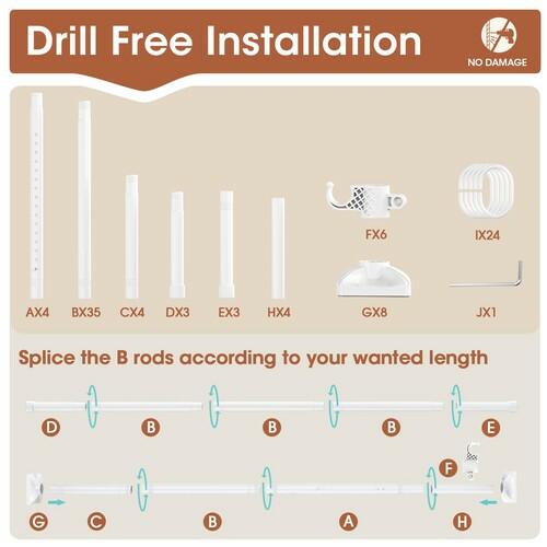 SUNALLY Room Divider Curtain Rod, No Drilling Wall Divider for Room Separation,