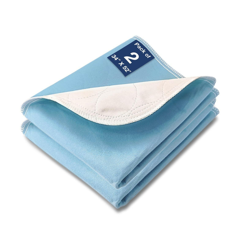 2 Pack SOLOSHINE Bed Pads Washable Waterproof, 52" x 34"  Incontinence Bed Pads,