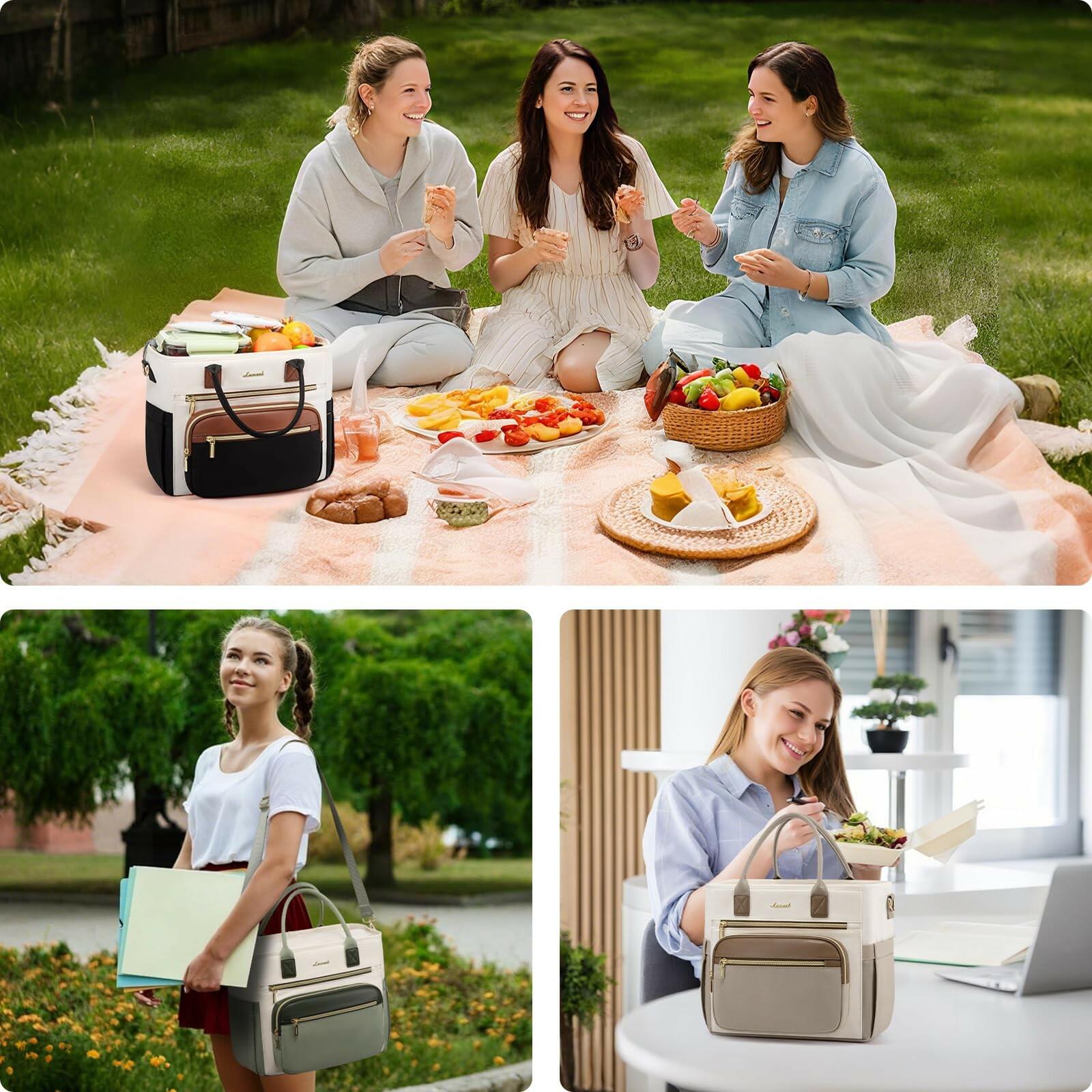 LOVEVOOK Insulated Lunch Bag Women,Wide Opening Adult Lunch Box Women,Large