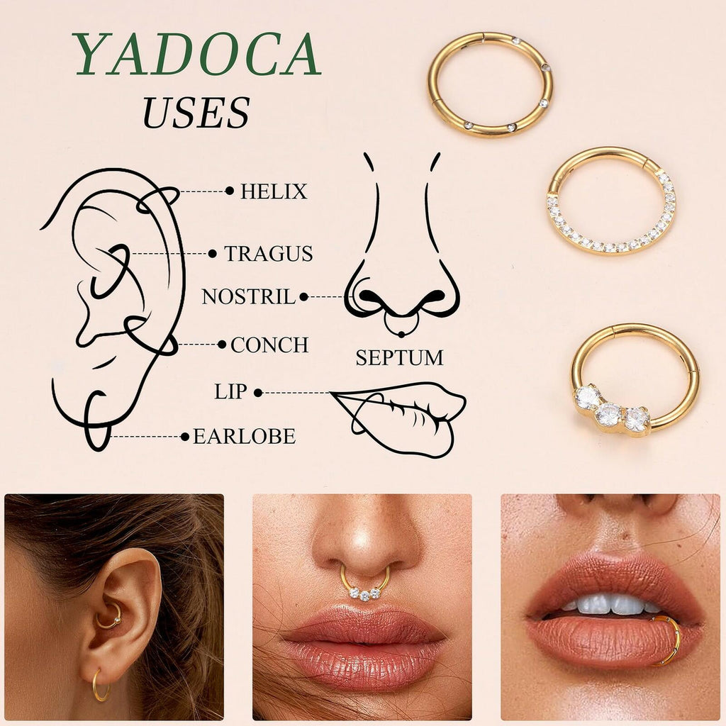 YADOCA Septum Nose Rings for Women Men - Gold Septum Rings 16G 18G Nose Ring