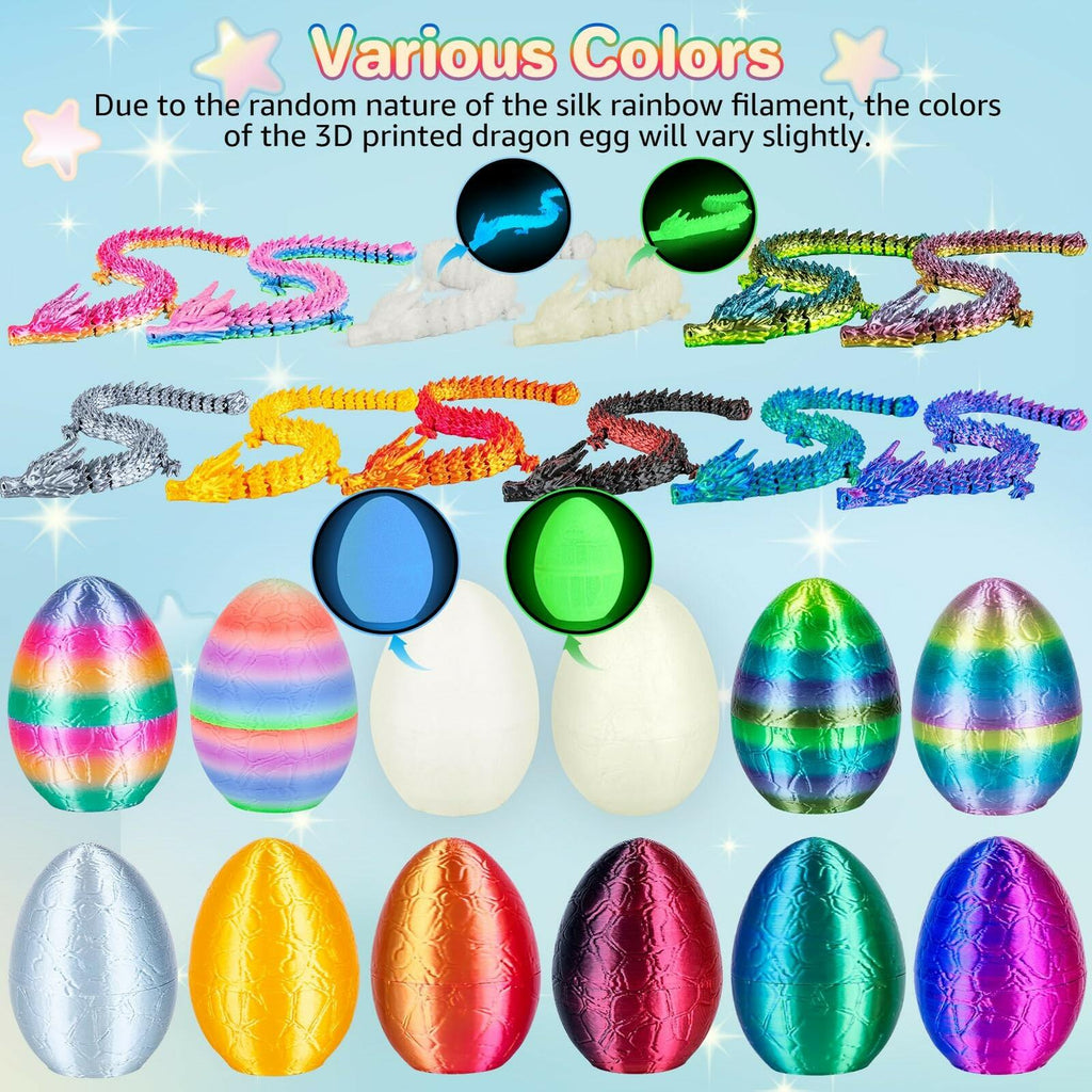 3Dgenius 12Pcs 3D Printed Dragon Eggs Mini Dragon Eggs with 8.86inch Dragon