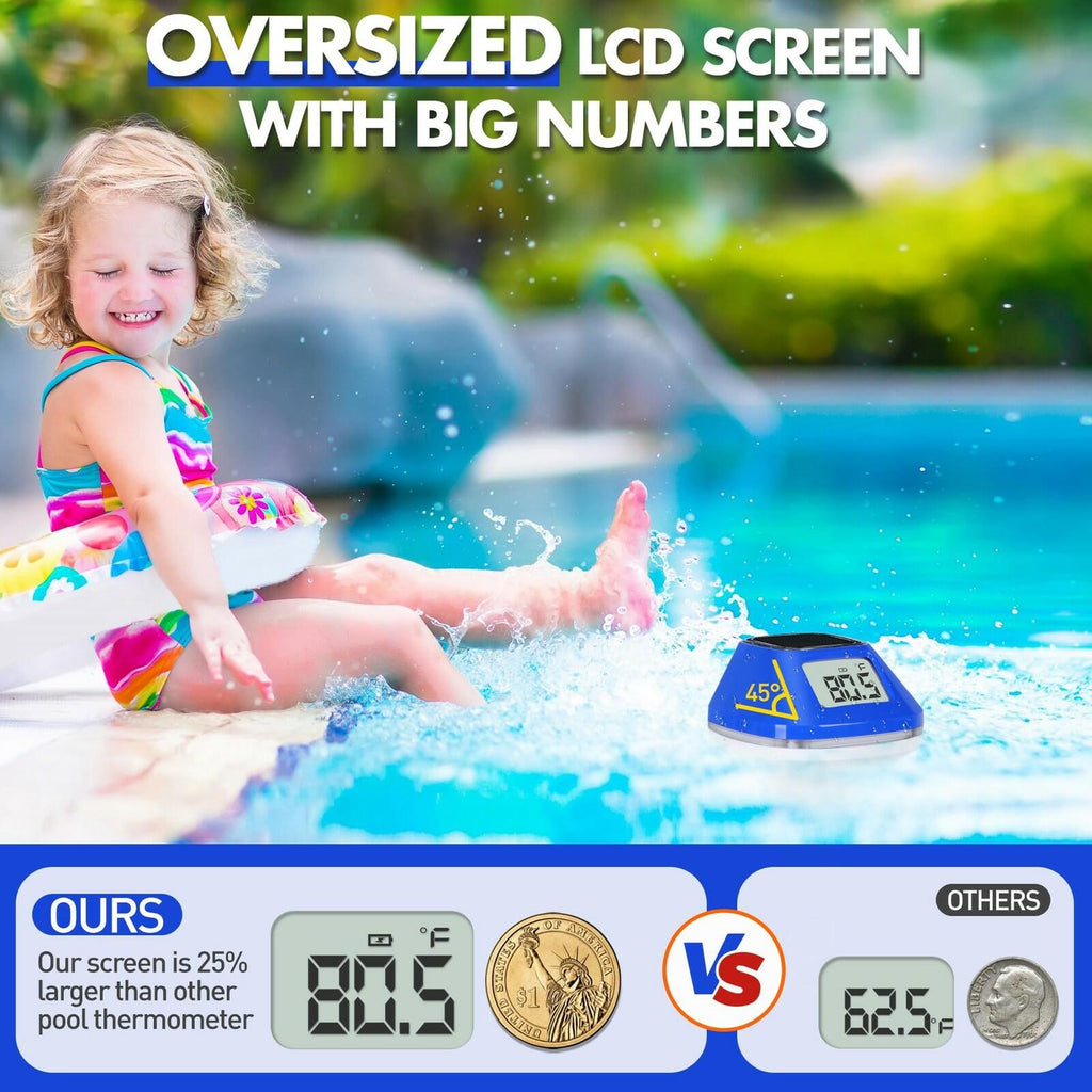 Pircaath 2026 Next-Gen Solar Pool Thermometer Floating Easy Read, Digital Pool