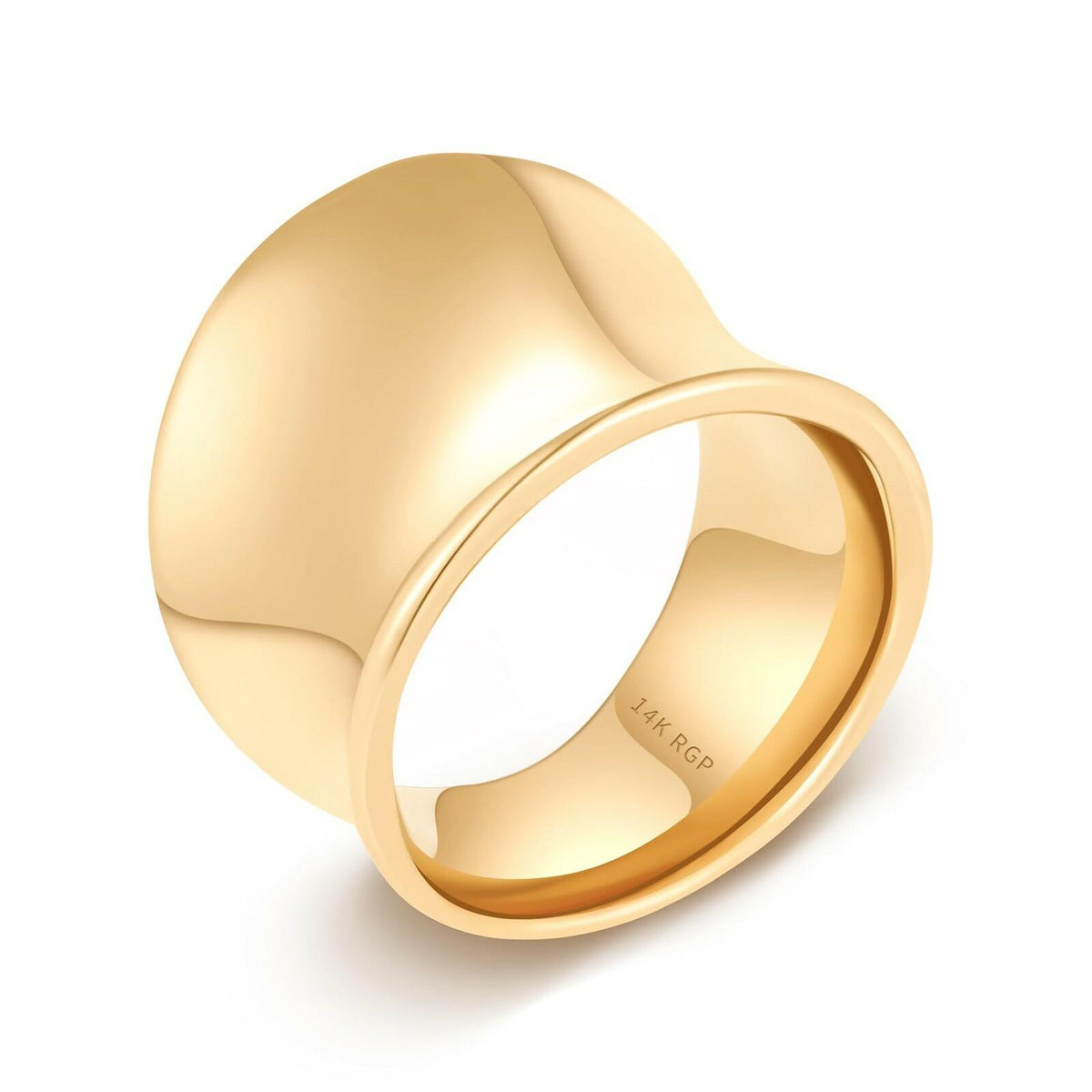 NVWAROCK Gold Wide Statement Band Rings for Women and Men，14K Real Gold Plated