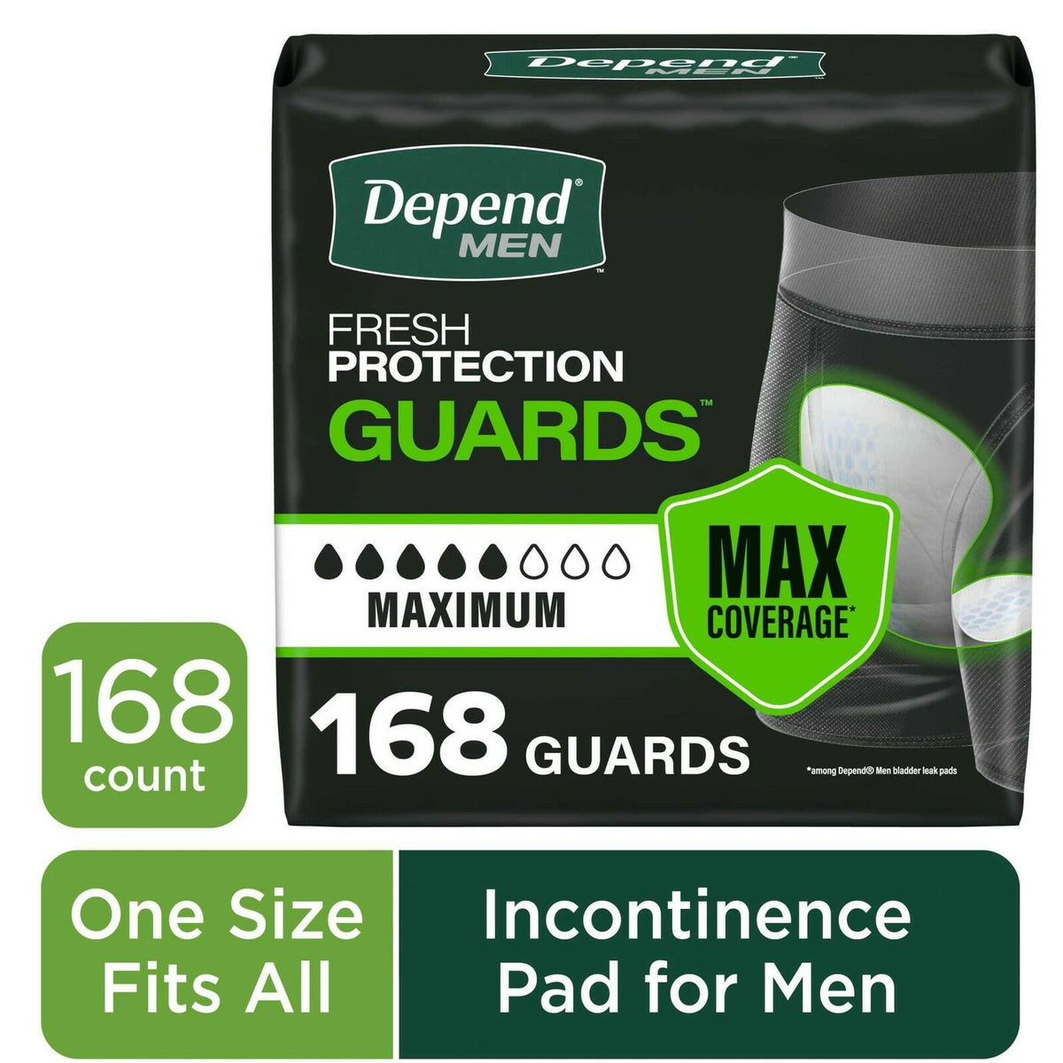 Depend Guards Incontinence Pads for Men  Maximum Absorbency  168 Count