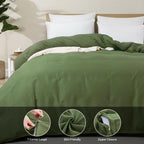 HOMBYS Oversized King Duvet Cover 120 x120 Inch, Ultra Soft Microfiber Olive
