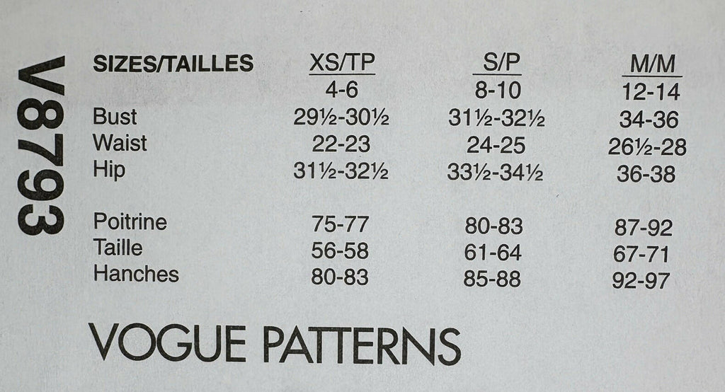 Vogue 8793 Katherine Tilton Knit Tops Misses' Sz XS S M 29.5-36" Bust UC FF OOP
