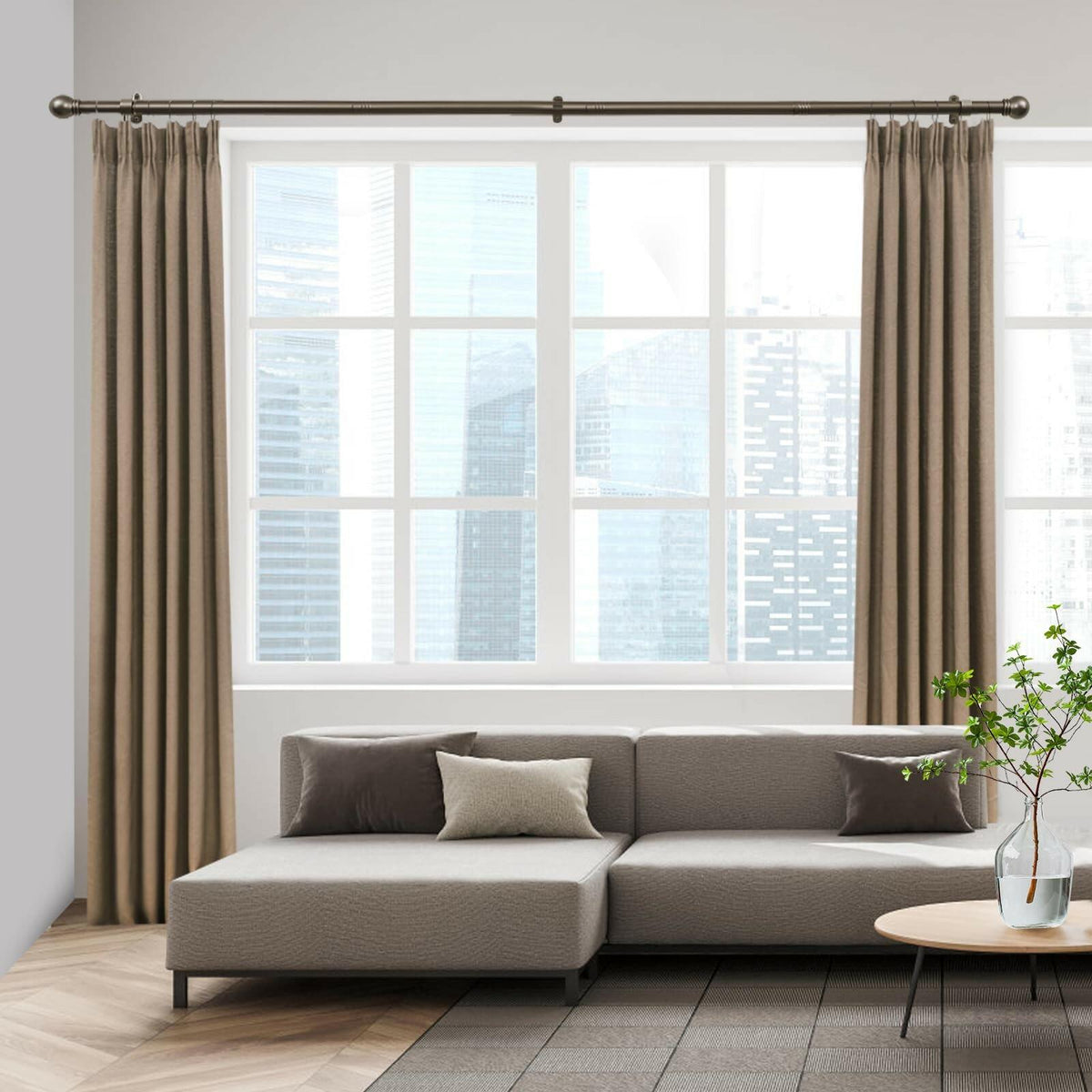 AMZSEVEN Curtain Rods for Windows 16 to 150 Inches, Curtain Rod Max Adjustable