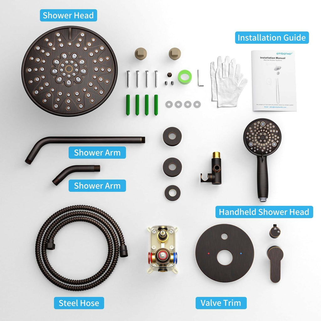 EMBATHER Shower Faucets Sets Complete with 3 Setting High Pressure Shower Head,