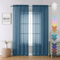 40" W x 84" L Lecloud Dusty Blue Sheer Curtains 84 Inches Long 2 Panels, Light
