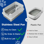 TENTIZON Stainless Steel Cat Litter Box with Lid, XL Large Covered Kitty