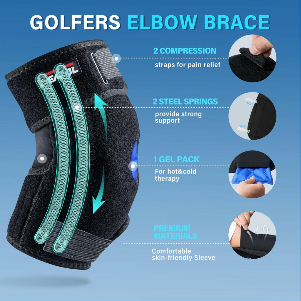 FEATOL Elbow Brace with Ice Pack for Tendonitis and Tennis Elbow-Pain Relief for