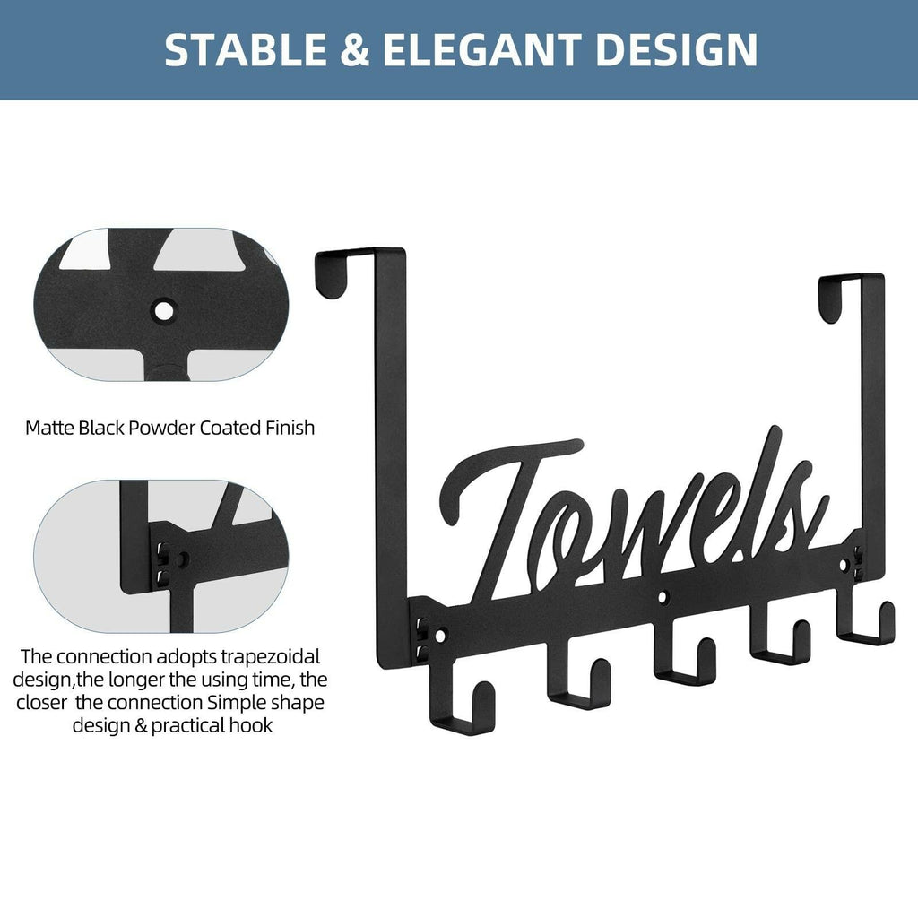 Azmoncy Over The Door Hooks, Towel Rack Towel Hooks for Bathroom, Towel Holder