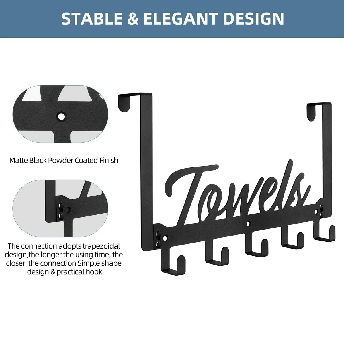 Azmoncy Over The Door Hooks, Towel Rack Towel Hooks for Bathroom, Towel Holder