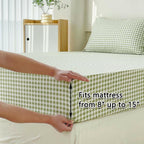 NSNLGSGC Sage Green Gingham Full Sheet Set, Soft Brushed Microfiber Plaid Full
