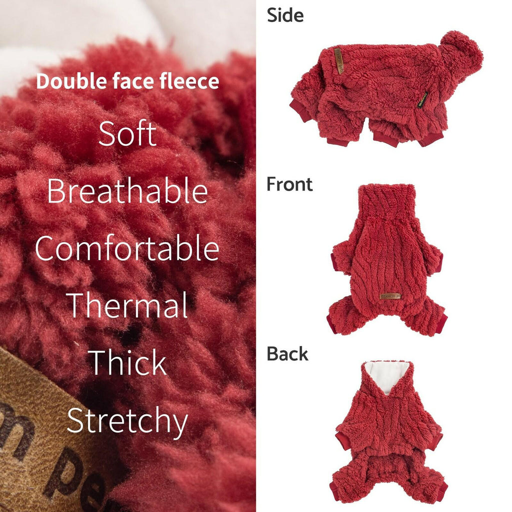Fitwarm Turtleneck Fleece Dog Sweater Pajamas, Warm Winter Dog Clothes for Small
