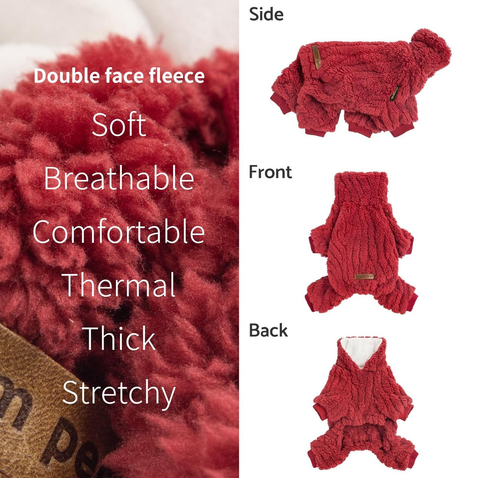 Fitwarm Turtleneck Fleece Dog Sweater Pajamas, Warm Winter Dog Clothes for Small