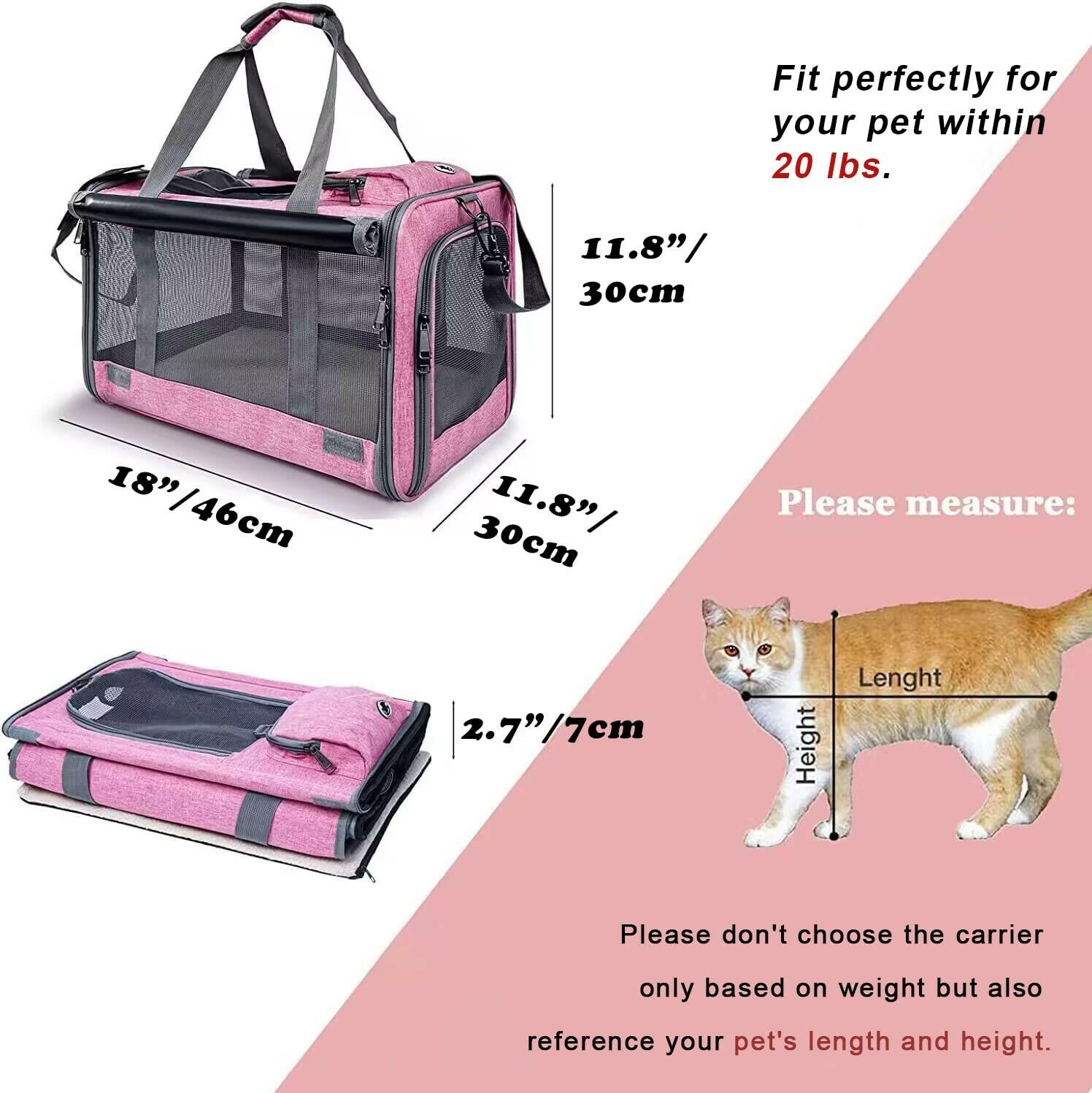 OPEN BOX - GAPZER Pet Carrier for Large and Medium Cats, Soft-Sided Pet Carrier