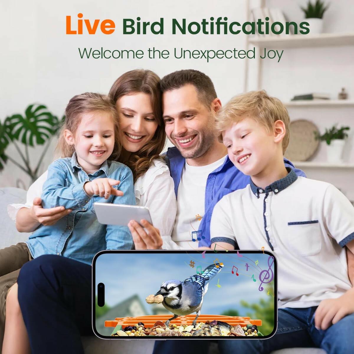 PawPeri Bird Feeder with Camera 2.5K HD Live Video, AI Bird Identifier, 5MP