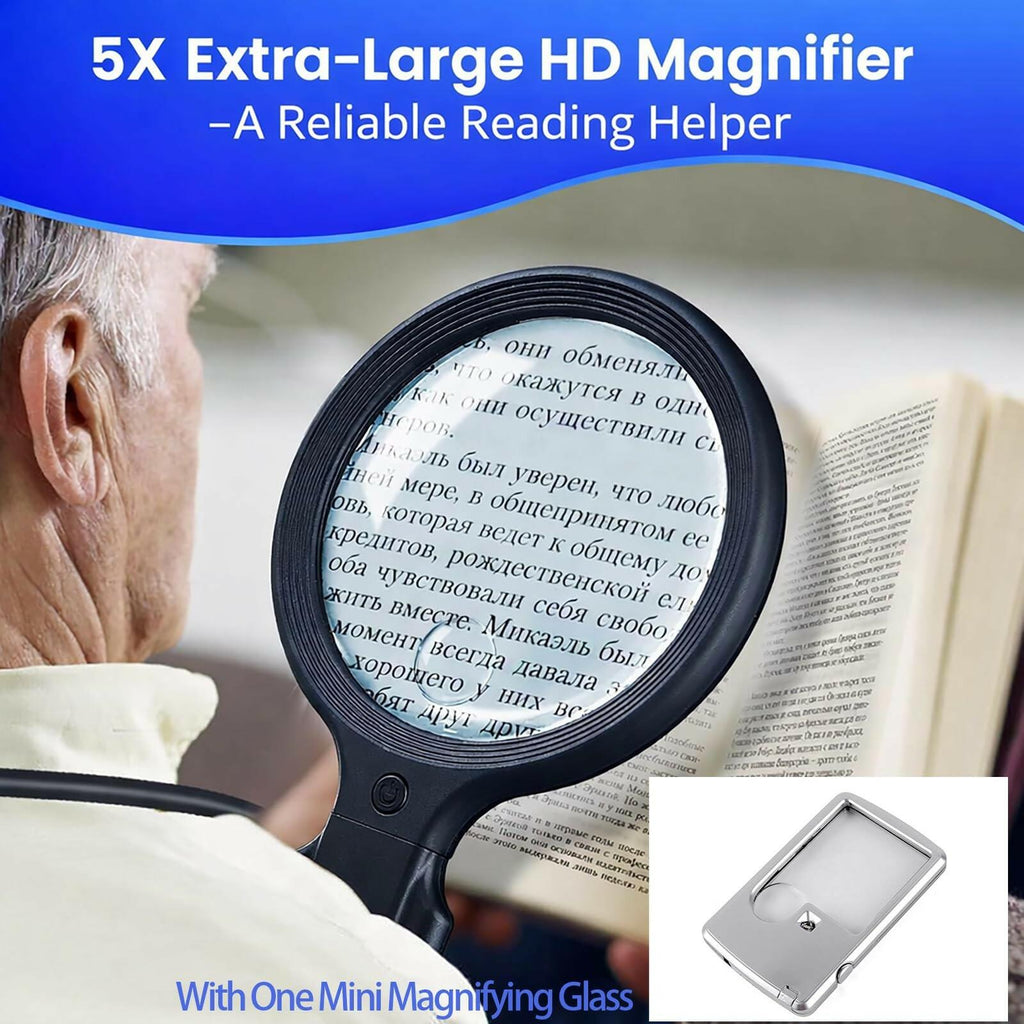 Magnifying Glass with Light - 5.4 in Hands Free Magnifying Glass for Reading,