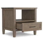 IMPLIHOME Ela End Table 20" Solid Wood Rectangle Transitional Smoky Brown